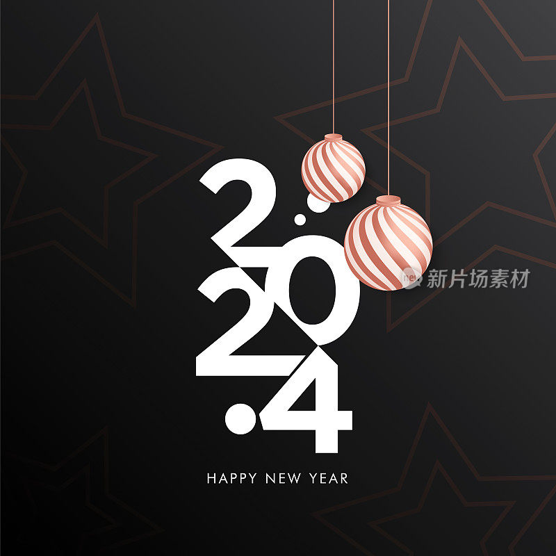 2024. 新年快乐。抽象数字上的背景矢量插图。节日设计贺卡，邀请，日历等矢量股票插图